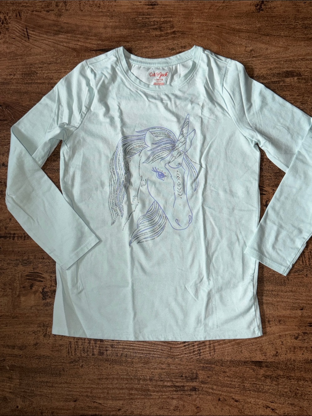 Cat & Jack Light Blue Long-Sleeve Unicorn Tee